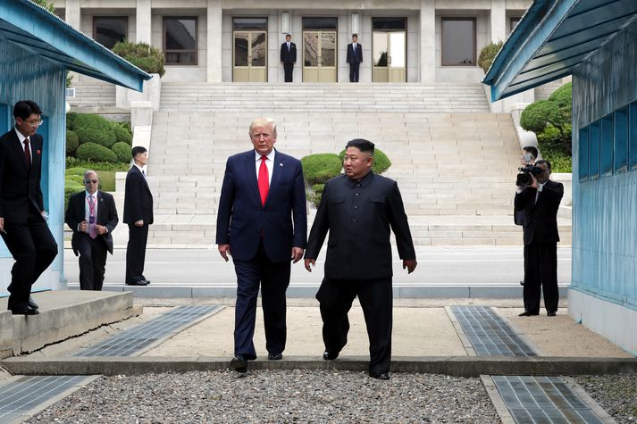 Frá fundi Trump og Kim á landamærum Kóreuríkjanna í júní.