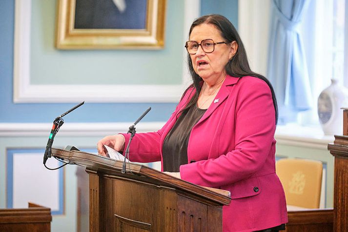 Inga Sæland í ræðustól Alþingis.