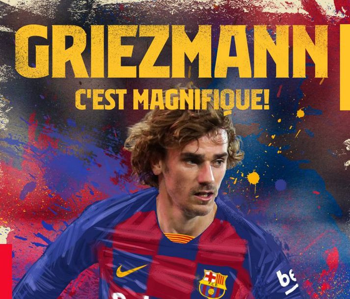 Antoine Griezmann boðinn velkominn á Twitter-síðu Barcelona.