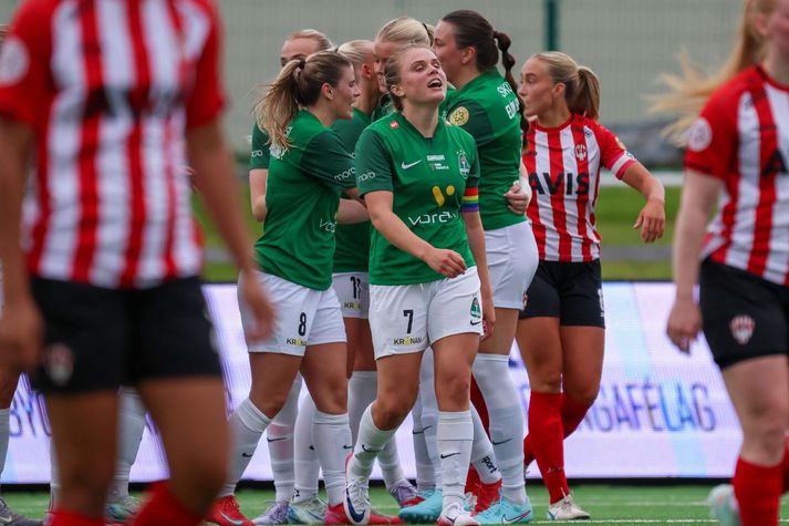 Agla María Albertsdóttir átti mjög góðan leik með Blikum í kvöld.