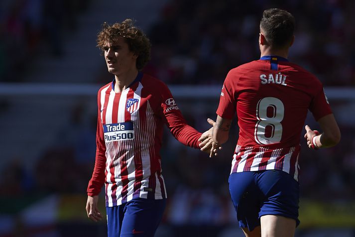 Antoine Griezmann í leik með Atlético Madrid, en hann lék með félaginu frá 2014 til 2019.