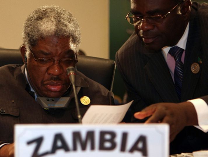 Levy Mwanawasa (til vinstri), fyrrverandi forseti Sambíu.