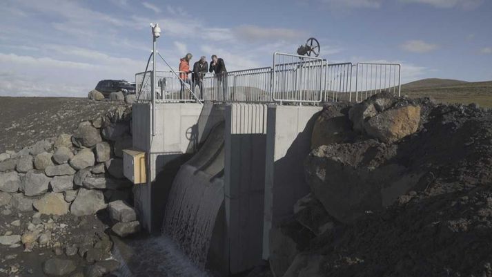 Frá inntaksmannvirki Urðarfellsvirkjunar. 