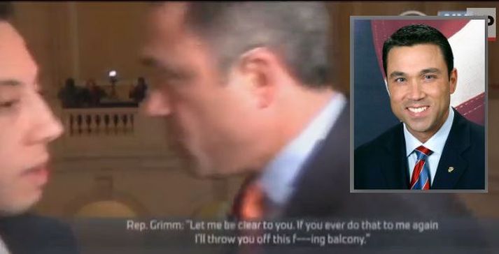 Michael Grimm, fulltrúadeildarþingmaður repúblikana á Bandaríkjaþingi, brást ókvæða við því þegar sjónvarpsfréttamaður spurði hann út í ásakanir um misferli í fjármögnun framboðs hans.