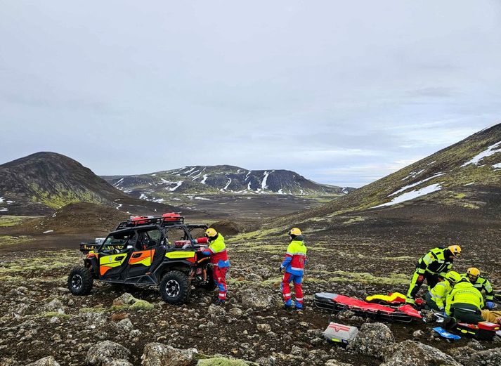 Sérútbúinn torfærubíll Þorbjarnar kom vel að notum.