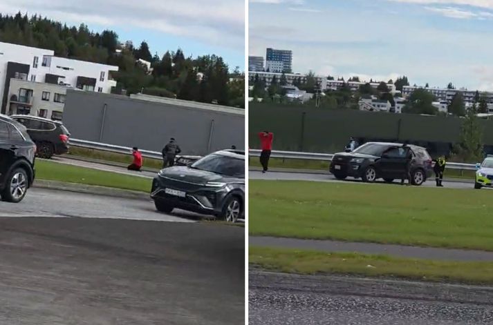 Myndband af handtökunni er í dreifingu á samfélagsmiðlum.