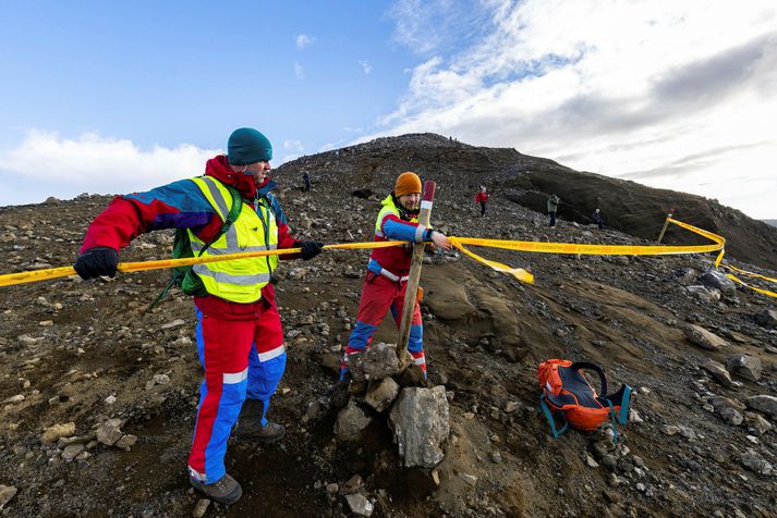 Frá aðgerðum árið 2020 þegar eldgos varð í Geldingadölum Fagradalsfjalls.