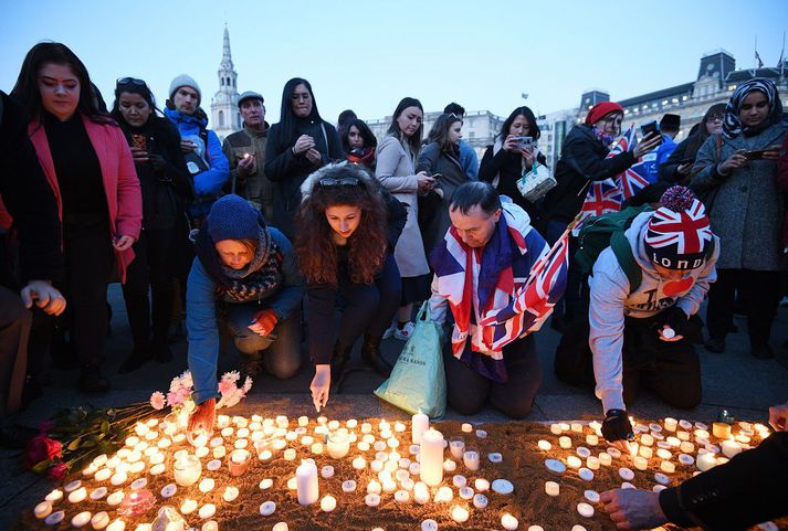 Fórnarlamba árásarinnar var minnst í London í dag.