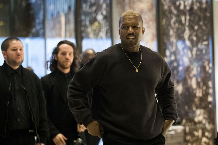 Kanye West þegar hann heimsótti Donald Trump Bandaríkjaforseta í Trump-turninn.