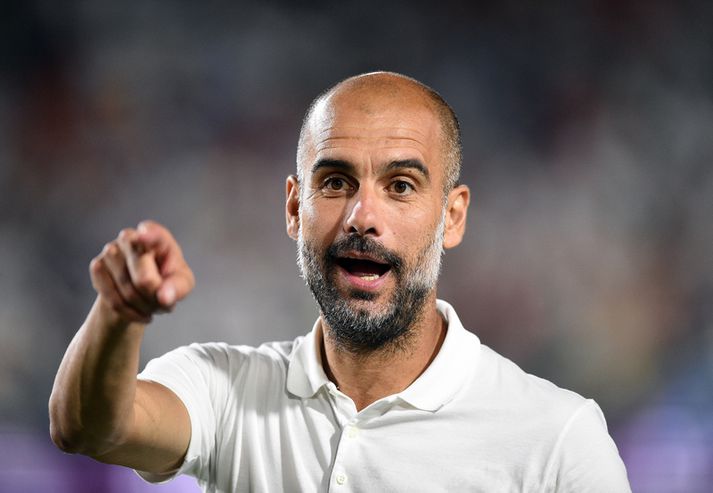 Pep Guariola mun stýra æfingu á Laugardalsvelli.