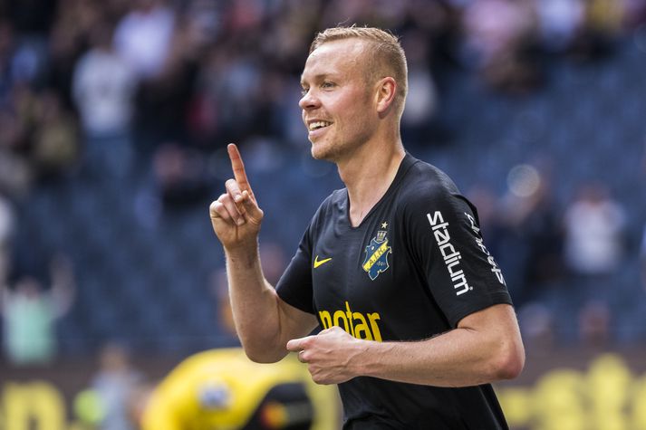 Kolbeinn Sigþórsson fagnar marki í leik með AIK fyrr á leiktíðinni.