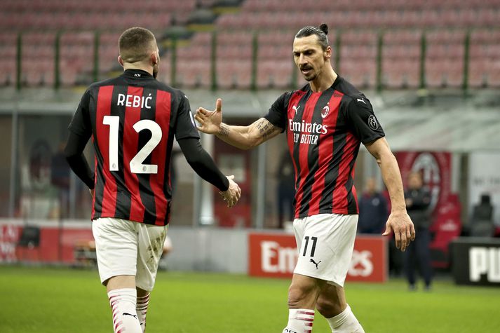 Þessir tveir skoruðu öll fjögur mörk Milan í dag.