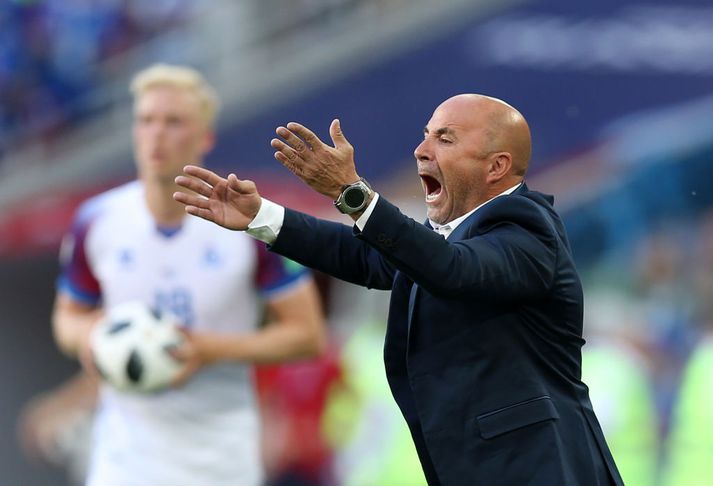 Jorge Sampaoli kolféll á prófinu gegn Íslandi í gær.