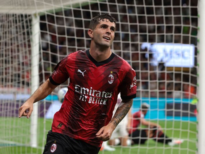 Christian Pulisic kom AC MIlan á bragðið í leiknum í kvöld með sínu öðru marki í jafnmörgum leikjum.