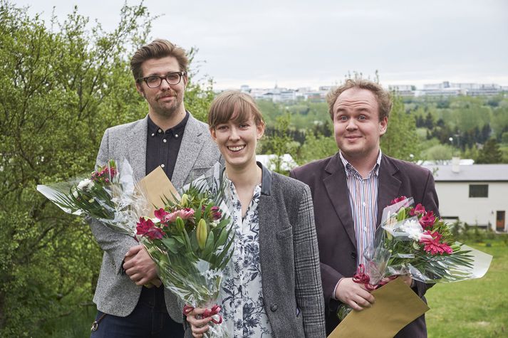 Þau Björn Halldórsson, Birta Þórhallsdóttir og Vilhjálmur Bergmann Bragason tóku í gær við nýræktarstyrkjum Miðstöðvar íslenskra bókmennta.