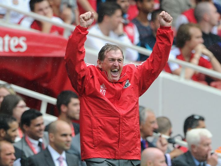 Kenny Dalglish, stjóri Liverpool, fagnaði í leikslok.