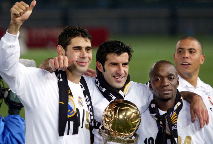 Hierro, Figo, Makalele og Ronaldo á góðri stundu hjá Real Madrid.