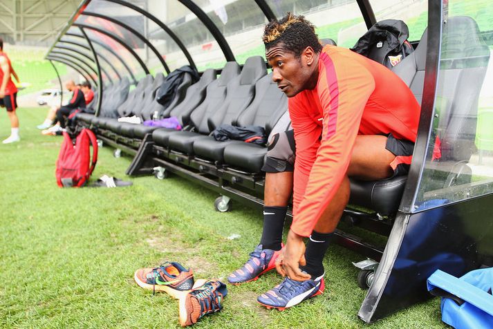 Asamoah Gyan er tilbúinn að reima á sig landsliðskóna á ný.