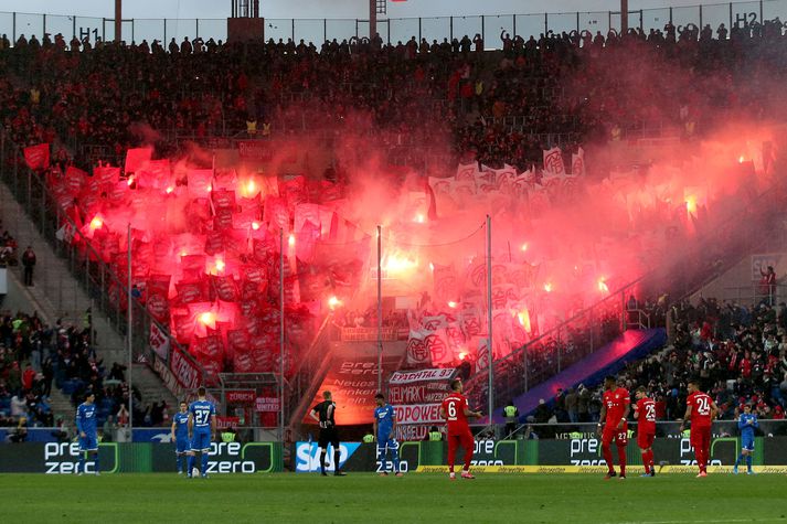 Úr leiknum á PreZero vellinum, heimavelli Hoffenheim, í dag.