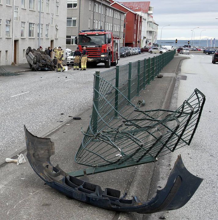 Frá vettvangi við Hringbraut þann 10. apríl.