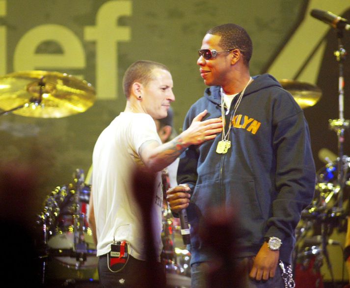 Jay-Z og Chester Bennington á góðri stund.