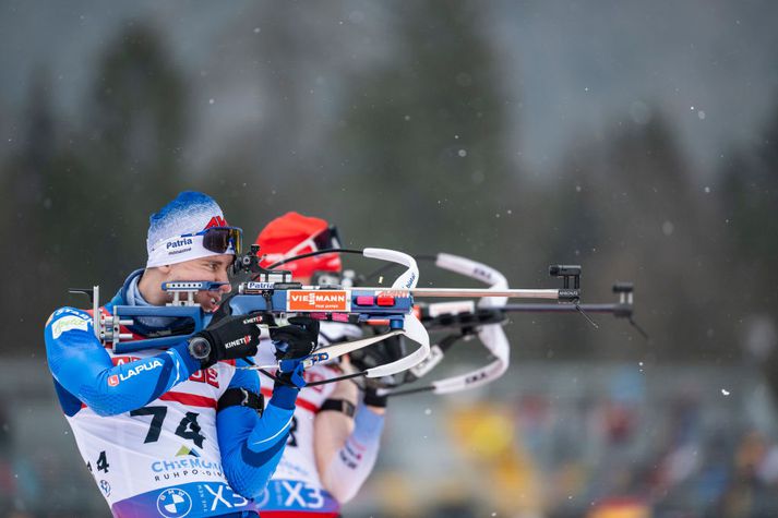 Arttu Heikkinen við keppni síðasta vetur. Hann gæti mögulega misst byssuleyfið verði hann dæmdur fyrir að skjóta guðföður sinn í augað á veiðum.