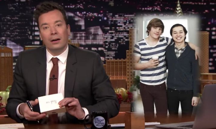 Myndin af strákunum sem birtist í þætti Jimmy Fallon.