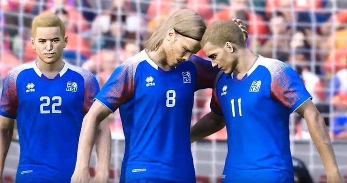 Svona líta Íslendingarnir út í PES-leiknum en í dag verður spilað í FIFA.