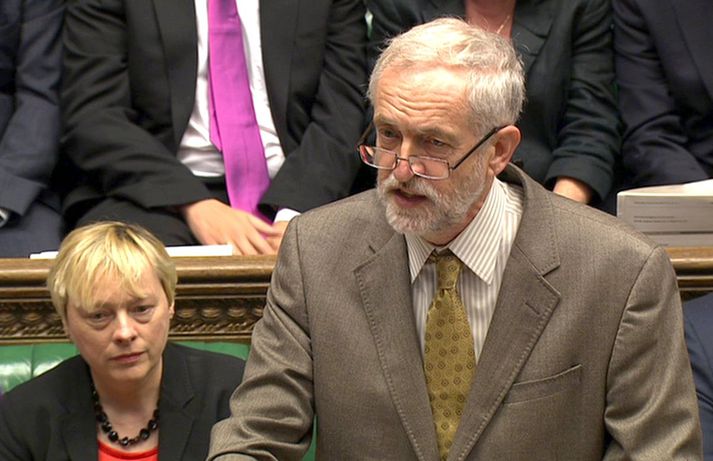 Jeremy Corbyn, formaður Verkamannaflokksins, og Angela Eagle