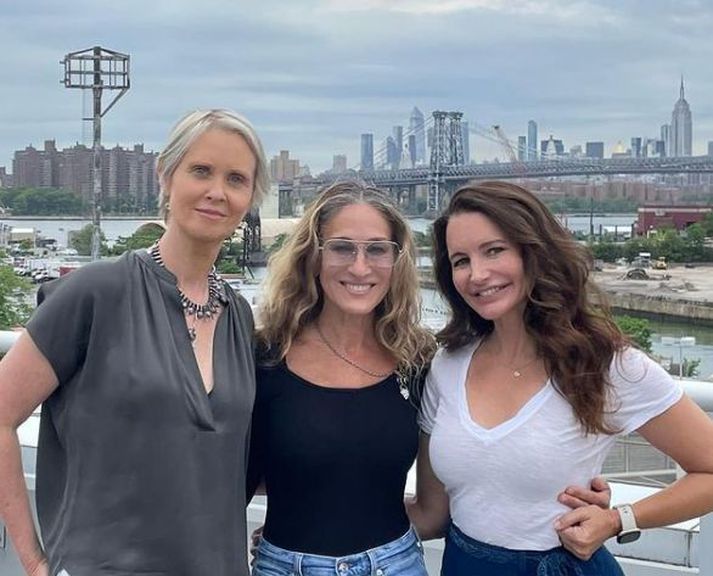 Cynthia Nixon, Sarah Jessica Parker og Kristin Davis saman komnar að nýju.