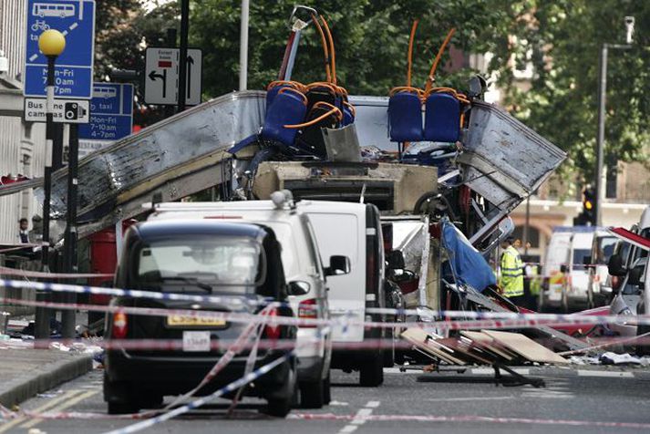 Frá Tavistock Square 52 biðu bana í hryðjuverkunum í Lundúnum í sumar og yfir 700 slösuðust.Fréttablaðið/ap