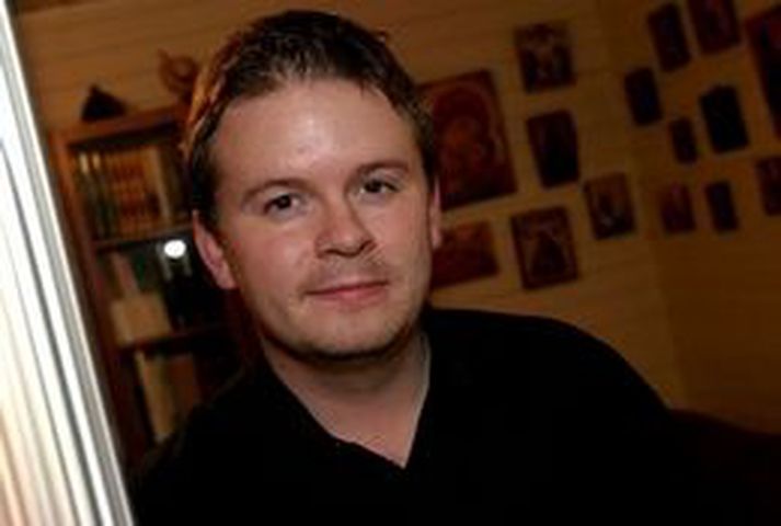 Ágúst á heimili sínu í Vesturbænum