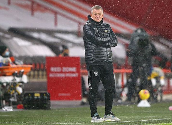 Chris Wilder var léttur á blaðamannafundi fyrir leikinn annað kvöld.