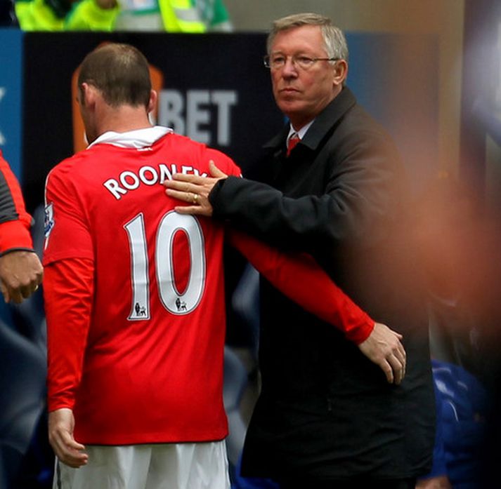 Wayne Rooney og Alex Ferguson.