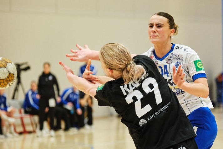 Sara Dögg Hjaltadóttir átti stórleik í sigrinum á Stjörnunni í dag.