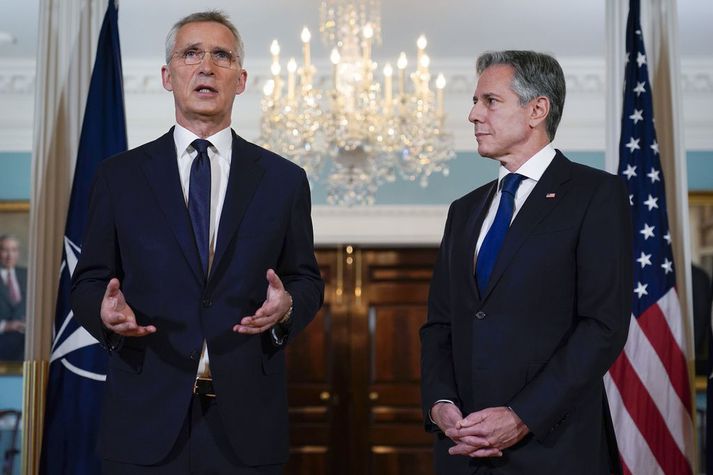 Jens Stoltenberg, framkvæmdastjóri Nató, og Antony Blinken, utanríkisráðherra Bandaríkjanna, funduðu í Washington í gær. 