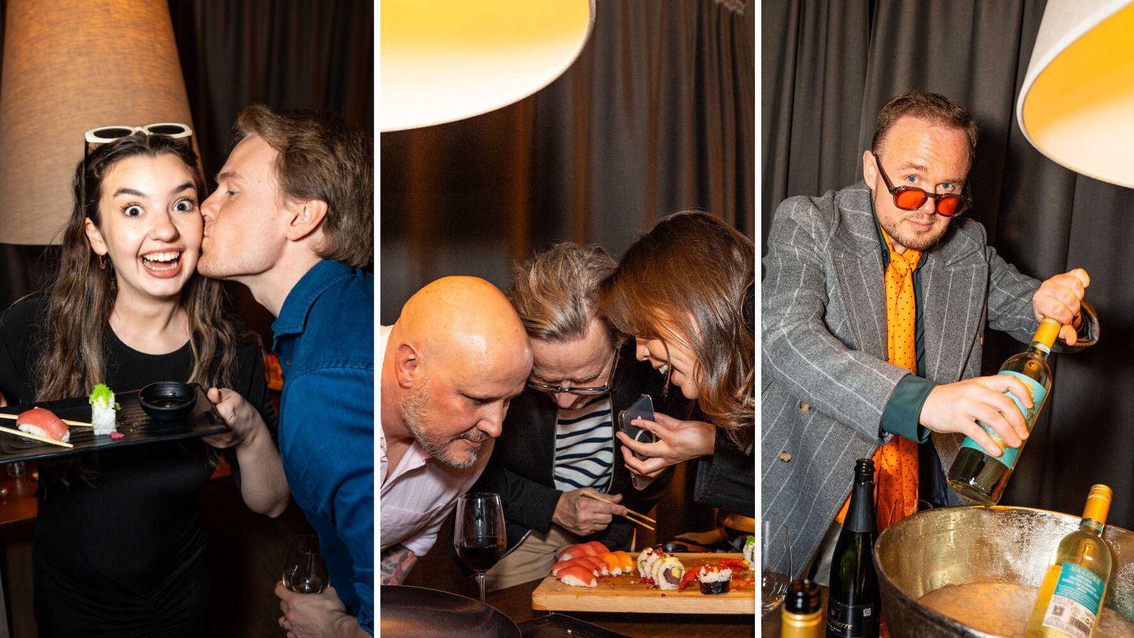 Hvít­vín, sushi og blautir kossar í Smárabíói