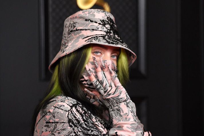 Billie Eilish á Grammy-verðlaunahátíðinni um síðustu helgi þar sem hún fór heim með verðlaun. 