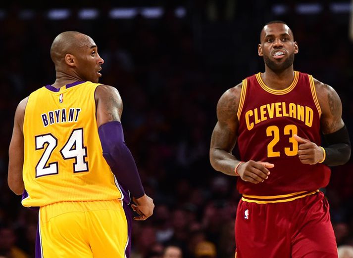 Kobe Bryant og LeBron James áttust margoft við á körfuboltavellinum.