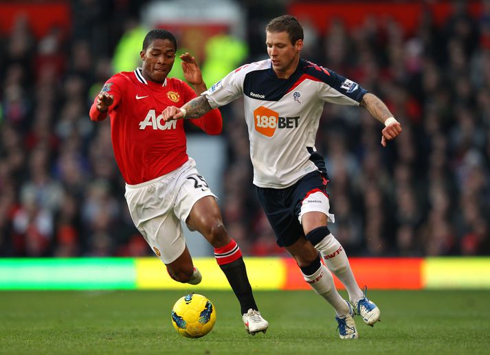 Grétar Rafn Steinsson í leik Bolton Wanderers og Manchester United 2012.