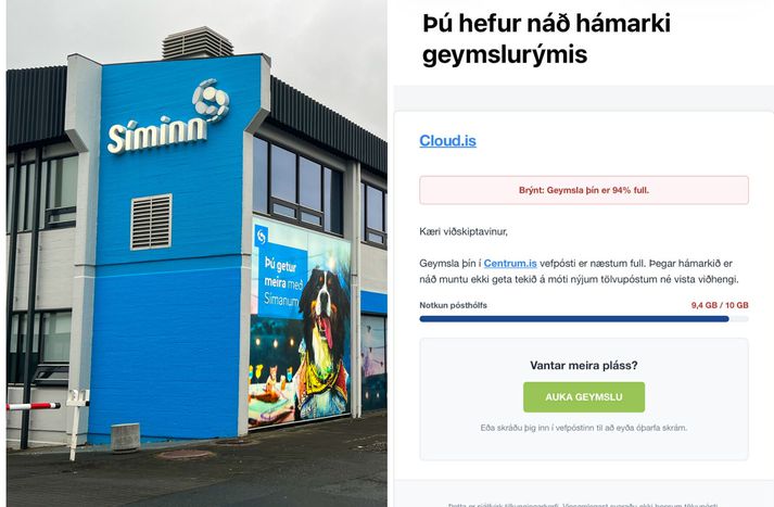 Einn viðskiptavinur Símans fékk yfir þrjátíu tölvupósta líkt og þennan á myndinni.