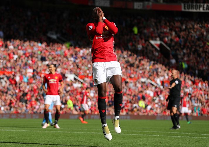 Paul Pogba í leiknum á móti Stoke um helgina.