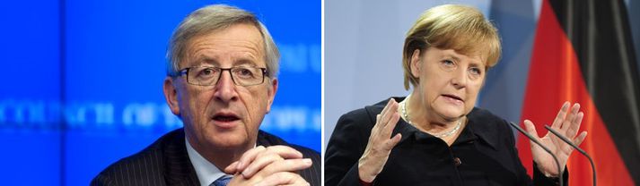 Jean Claude Juncker og Angela Merkel.