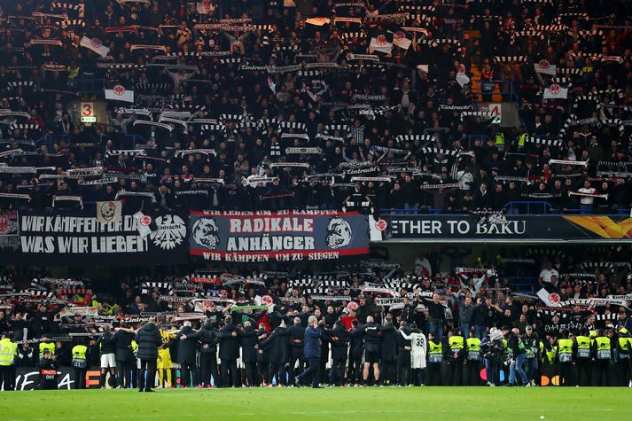 Stuðningsmenn Frankfurt á Stamford Bridge í vetur.