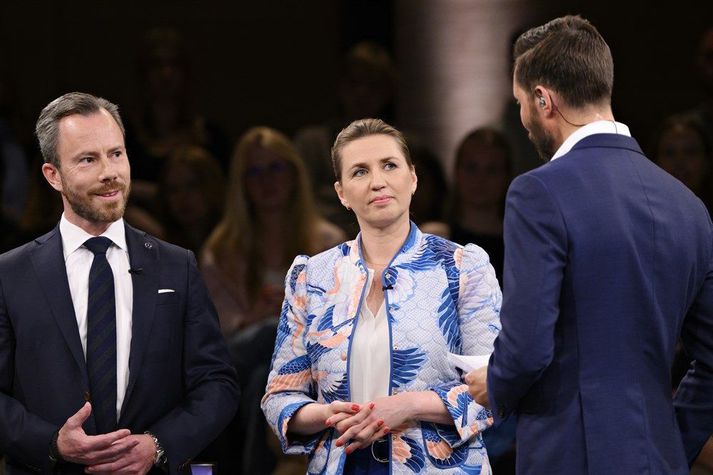 Jakob Ellemann-Jensen, formaður hægriflokksins Venstre, og Mette Frederiksen, formaður Jafnaðarmannaflokksins og starfandi forsætisráðherra.