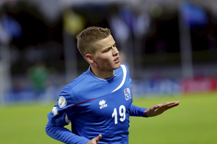 Alfreð skoraði síðara mark Íslands í 2-0 sigri á Norðmönnum síðastliðið haust.