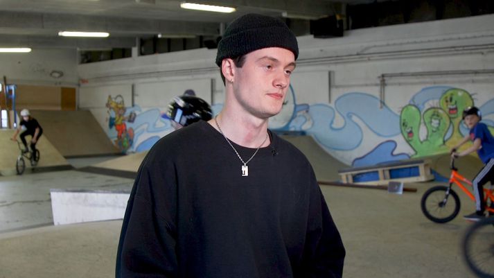 Bjarki hefur fundið sig vel á BMX hjólinu.