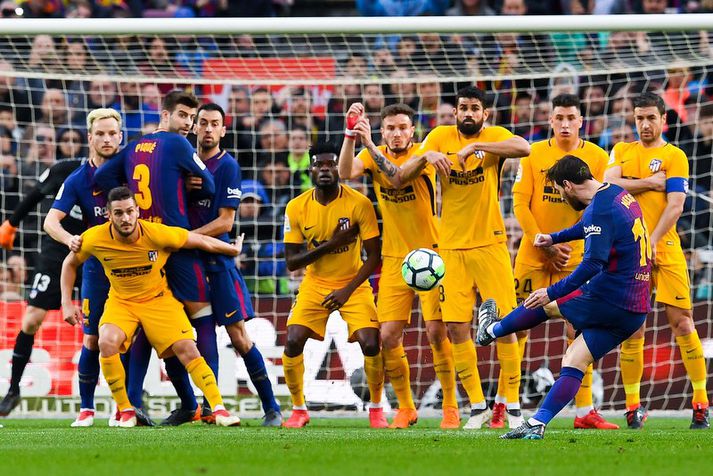 Lionel Messi skorar markið sitt um helgina.