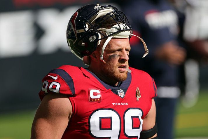 J.J. Watt #99 var einkar óheppinn með meiðsli á síðustu árum sínum með Houston Texans en ætti að eiga nokkur góð ár eftir.