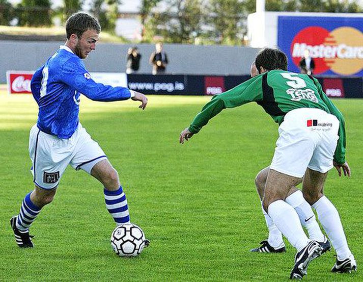 Hjálmar Þórarinsson skoraði seinna mark Fram í kvöld. Hér er hann í leik gegn Breiðablik
